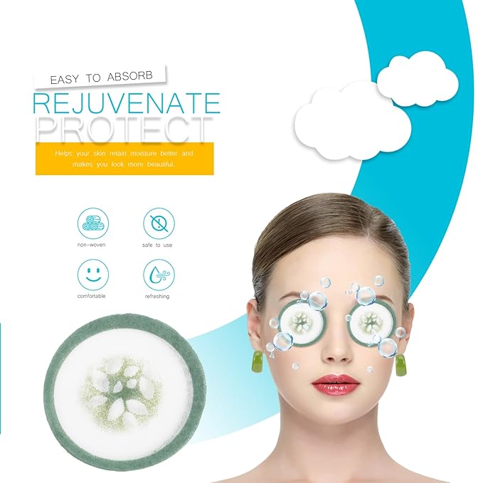 Mobestech Cucumber Eye Pads 100 Pads Non-woven Eye Soothing Spa Cooling Eye Patches with Fruit Vegetable Extracts for Eyes Reduce Dark Circles-VivaGrace Women