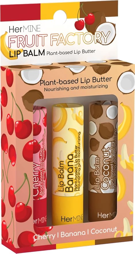 HerMINE Lip Balm Plant-based Lip Butter 3 Pack Nourishing Moisturizing LipBalm LipButter Long Lasting Delicious Flavors Intense Hydration-VivaGrace Women