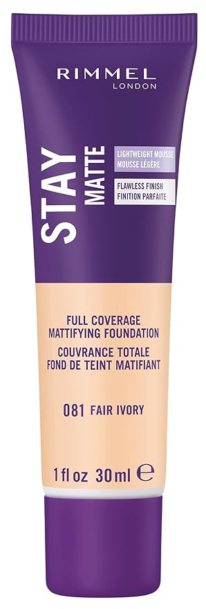 Rimmel London Stay Matte Liquid Mousse - 081 Fair Ivory - Foundation, Lightweight, Shine Control, Oil-Free, 1oz-VivaGrace Women