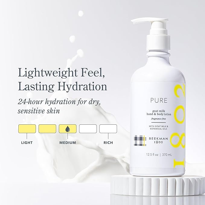 Beekman 1802 Goat Milk Lotion - Hydrates, & Softens Dry Skin, Body and Hand Lotion - With Shea Butter & Jojoba Oil - Lightweight, Non-Greasy, Cruelty-Free-VivaGrace Women