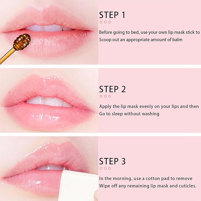 Bee Lip Balm Honey Pot, Strawberry & Honey Moisturizing Propolis Lip Mask, Hydrating & Prevention Dry and Cracked Lip Scrubs Exfoliator, Reduces Lip Lines (Green Yellow Pink)-VivaGrace Women