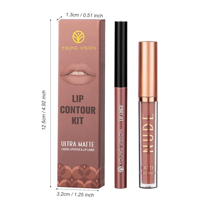 YOUNG VISION Liquid Lipstick & Lip liner Combo Set, Matte Lip Contour Kit - Durable, Waterproof, Kit de Labios Matte for Lasting Definition…-VivaGrace Women