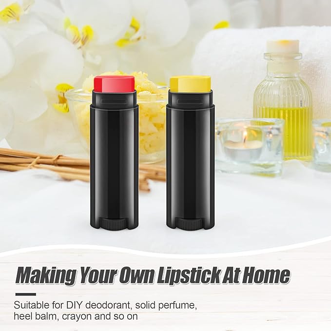 40 PCS 4.5g Oval Lip Balm Tubes Plastic Twist-up Filling Stick Refillable Lipstick Tube Containers for Chapstick Homemade Lip Balm DIY Deodorants Crayon (Black)-VivaGrace Women