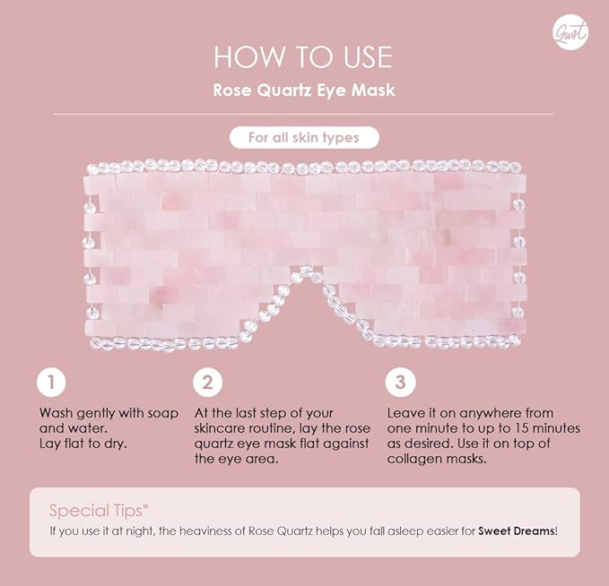 [glowiest] Rose Quartz Eye Mask: 100% Real Stone Eye Mask to improve Fine Lines, Puffiness and Irritation | For Hot & Cold Anti-Aging Therapy-VivaGrace Women