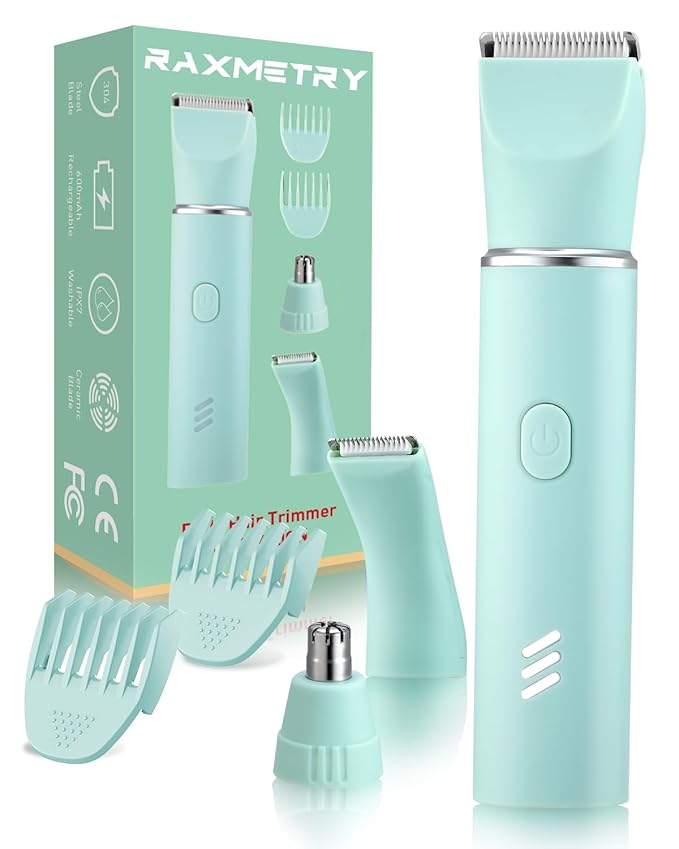 Bikini Trimmer for Women,2-in-1 Painless Electric Razors & Shaver Nose,IPX7 Waterproof,Body Hair Trimmer for Underarm/Pubic/Nose/Legs,USB-C Rechargeable Women's Grooming Kit (Mint Green)-VivaGrace Women