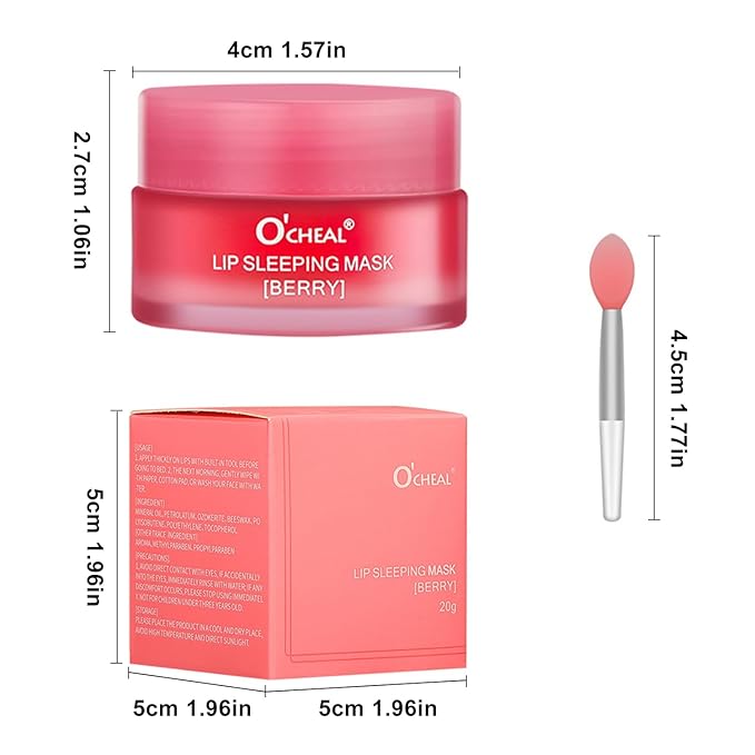 Lip Sleeping Mask Overnight Moisturizer Balm, Berry Lip Mask, Day and Night Repair Lip Balm for Improves Dryness Cracked, Moisturize and Nourish Lip Scrubs Exfoliate Reduce Lip Lines (Berry)-VivaGrace Women