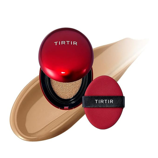 [*Mini Size*] TIRTIR Mask Fit Red Cushion Foundation | Full coverage, Weightless, Skin fit, Satin Glow Finish, Korean Makeup, beauty, Tattoo cover up, Buildable (#34W Toffee, 0.15 Fl Oz)-VivaGrace Women