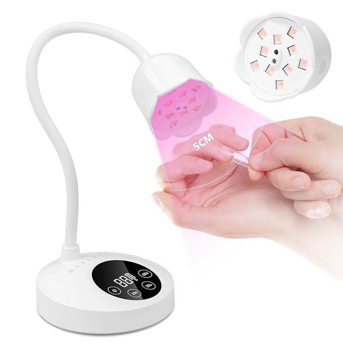 Makartt UV Nail Lamp: Mini UV Light for Gel Nails Polish Luminoza 30W Rechargeable LED Nail Light Nail Dryer with 4 Timers & Auto Sensor, Fast Curing Goosenecks Lamp for Home DIY Manicure-VivaGrace Women