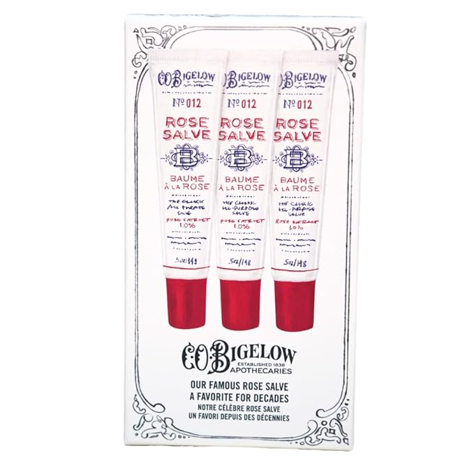 C.O. Bigelow Rose Salve Lip Balm Tubes 3 Pack, All Purpose Salves Moisturizing for Chapped Lips and Dry Skin-VivaGrace Women