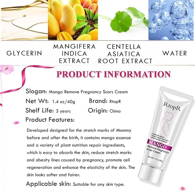 RtopR Mango Stretch Marks and Scar Cream -Stretch Marks and Scar Removal Cream for Pregnancy - Best Body Moisturizer-80g-VivaGrace Women