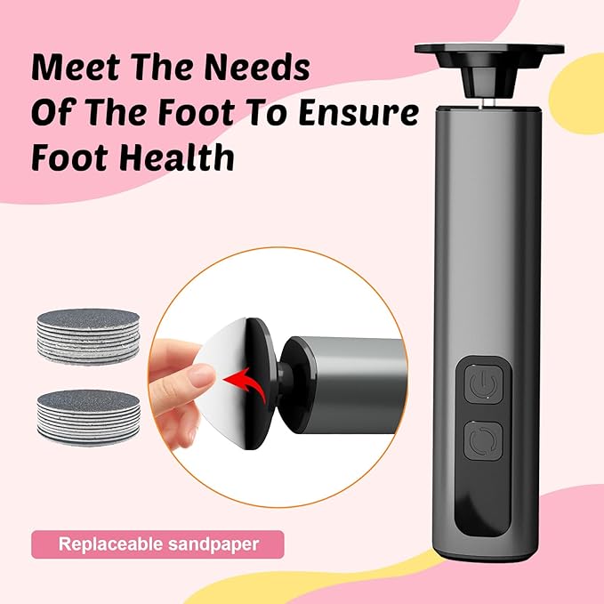 Electric Foot Callus Remover & Nail File - Electric Callus Remover for Feet, 9 Adjustable Speeds, 1800mAh Rechargeable, Portable Aluminum Body w/Type-C Charging for Home & Travel (Black)-VivaGrace Women