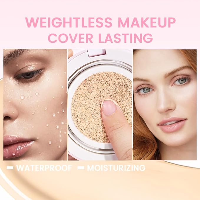 Nuder Cushion Foundation,Natural Beige for Natural & Medium with Neutral Skin Tone,Long-Lasting,Lightweight,Flawless Coverage,Dewy Finish,Concealing Blemishes and Under-eye Bags for All Skin Types-VivaGrace Women