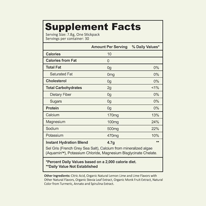 Instant Hydration Electrolytes Powder Packets - Lemon Lime Drink Mix - Zero Sugar - Keto, Vegan, Gluten-Free, Non-GMO - Boost Recovery, Brain Health, Muscle & Tissue Support- 30 Sticks-VivaGrace Women