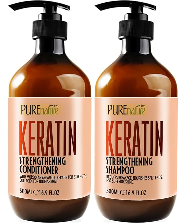 Keratin Shampoo and Conditioner Set - Sulfate and Paraben Free Treatment for Dry Hair - Anti Frizz, Collagen Enriched Formula for Curly or Damaged Hair - Safe for Men and Women with Color Treated Hair-VivaGrace Women