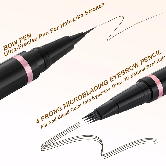 Eyebrow Pencil Makeup Kit, with Waterproof 2-IN-1 Microblading Eyebrow Pen, Eyebrow Pomade, Eyeliner and Dual-ended Eyebrow Brush, Brow Pencil Kit for Natural Eyebrows - Dark Brunette-VivaGrace Women