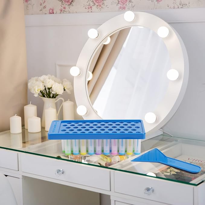 RONRONS Lip Balm Crafting Kit, Professional Lipsticks Filling Tray with 50 Small Holes and Spatula, Easy to Fill 50 Pieces Lipstick Tubes Containers for Business Gifts, Blue-VivaGrace Women