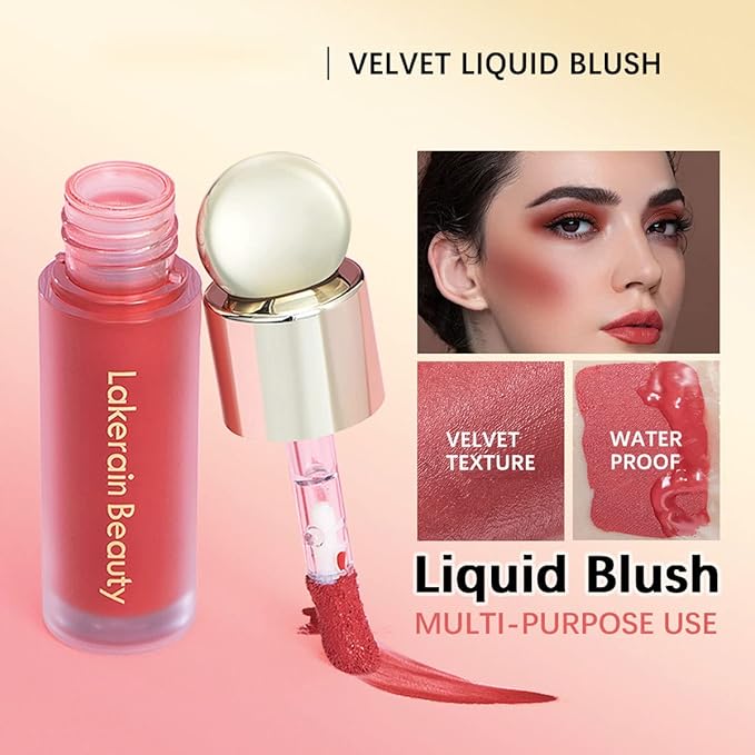 Liquid Blush for Cheeks, Soft Cream Face Blush Makeup, Natural Matte Finish Looking, Smudge Proof, Moisturizing Face Blush Stick for Cheek Tint-VivaGrace Women