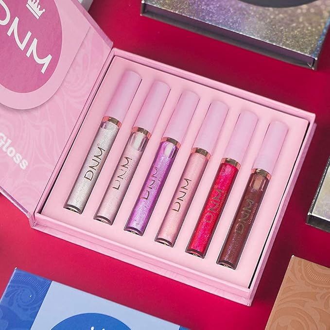 evpct 6Pcs Holographic Shimmer Lip Gloss Liquid Lipstick Set Makeup, Pink Red Metallic Lipstick Long Lasting Waterproof, Diamond Shinning Sparkly Sparkle Lipstick Face Eye Moisturizing High Gloss Glow-VivaGrace Women