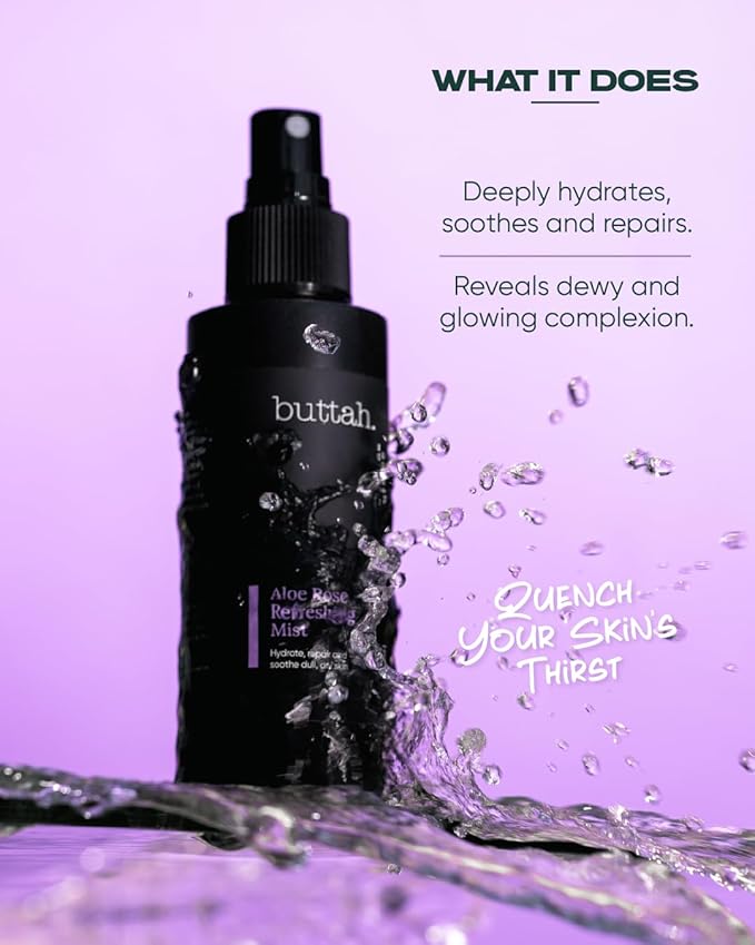 Buttah Skin by Dorion Renaud Aloe Rose Refreshing Mist 4oz - Hydrating Rose Water Face Spray - Refreshing Aloe Facial Mist - Naturally Based Skin Care for Men & Women - Black-Owned Skincare-VivaGrace Women