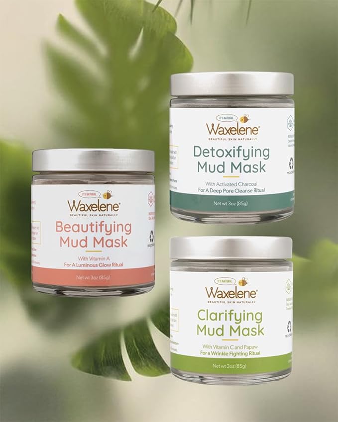 Waxelene Clarifying Mud Mask Dry Blend - Wrinkle Fighting Ritual Cleans Pores Hydrates Nourishes Skin Vitamin C Papaw Bentonite French Green Clay-VivaGrace Women