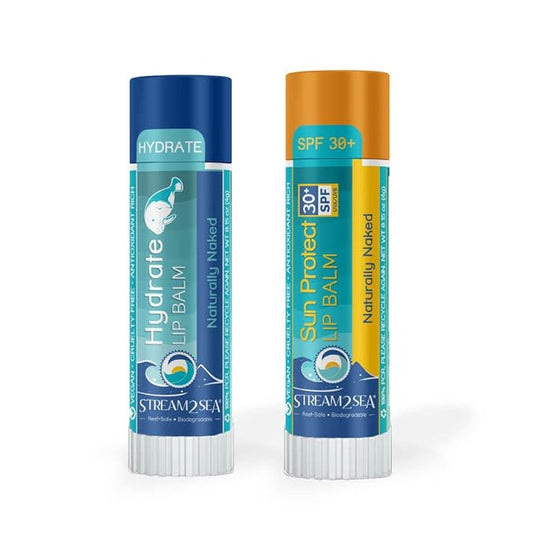 STREAM 2 SEA Naturally Naked Lip Balm Set, Reef Safe SPF 30 Unscented Hydrating Lip Care, Moisturizing Lip Balm + Sun Protect Outdoor Lip Balm For Beach and Sports, Paraben Free Natural Lip Care-VivaGrace Women