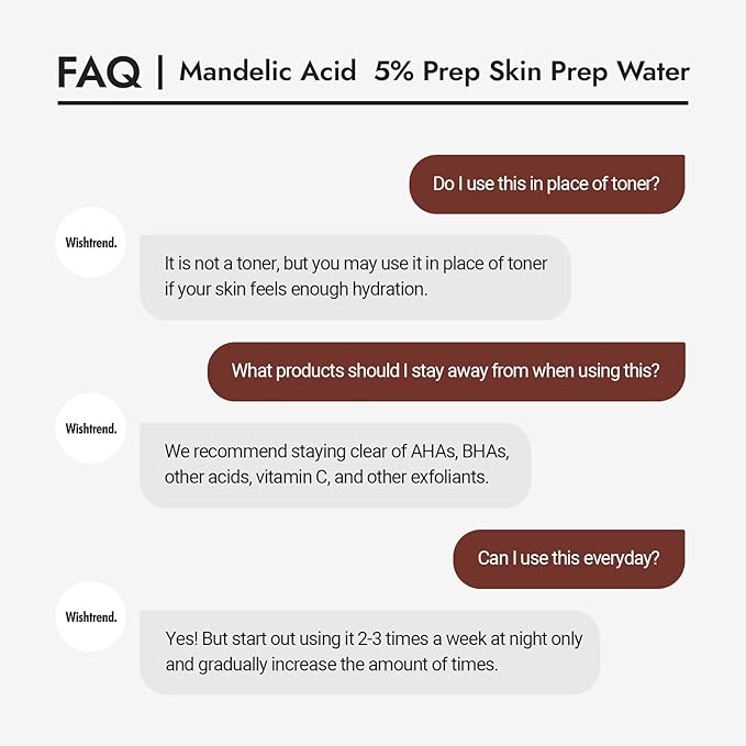 BY WISHTREND Mandelic Acid 5% Skin prep Water, Gentle Skin Renewal, Korean Exfoliator, Aha Bha Toner, for Sensitive Skin, Helping clogged pores, Glow up (4.1 Fl Oz (Pack of 1))-VivaGrace Women