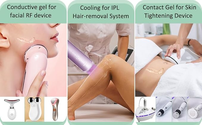 Preparation Gel – RF Conductive Gel with Hyaluronic Acid for Use With Radio Frequency Face and Body Machines, Skin Cooling Gel Primer for IPL Hair Removal Device-VivaGrace Women