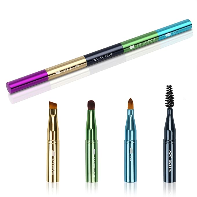 Unaone 4 in 1 Makeup Brush - Lip Brush for Lipstick, Eyebrow, Eyeshadow, Spiral Eyebrow Portable Detachable Multi-functional Lipstick Brush for Makeup-VivaGrace Women