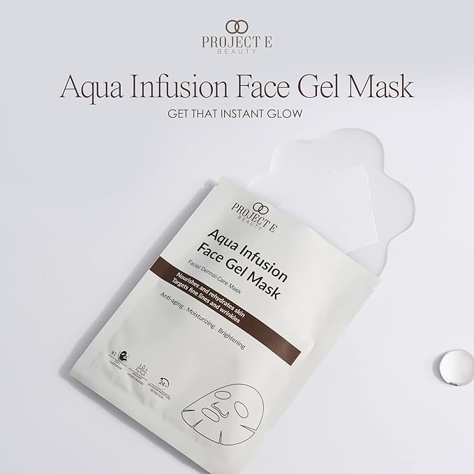 Project E Beauty Aqua Infusion Face Gel Mask Moisturizing, Hydrating & Anti-Aging | Removes Fine Lines | Brightening Collagen Face Mask | Skincare Routine | Hydrogel Sheet Masks | 5 Pack-VivaGrace Women