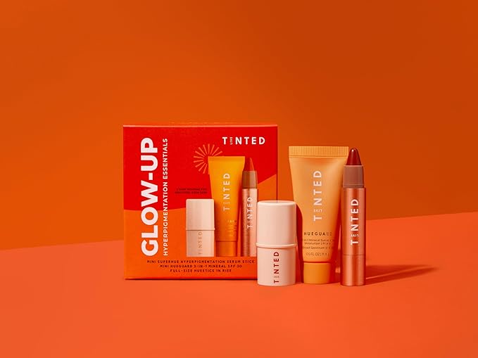 Live Tinted Hyperpigmentation Essentials Glow Up Set: Includes Mini Superhue Hyperpigmentation Serum Stick, Mini Hueguard 3-in-1 Mineral SPF 30, and Full-sized Huestick in Rise, 3-Piece Set-VivaGrace Women