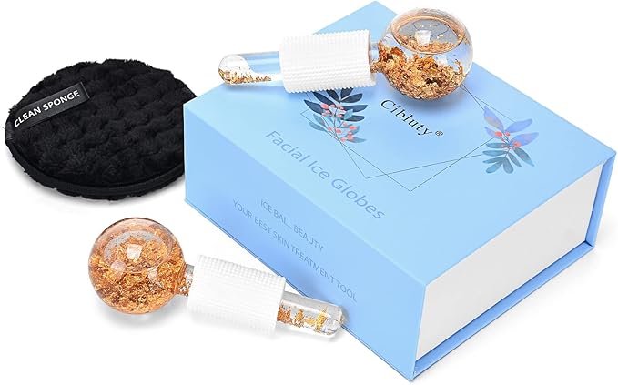 Ice Cryo Sticks Facial Globe with Golded Essence- 2PC Cooling Globes for Cold or Hot Skin Massagers, Face Globe for Skin Care Routine-VivaGrace Women