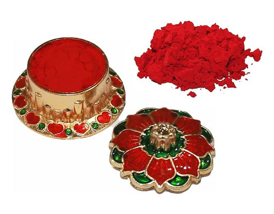 Indian Dark Red Pure Kumkum Powder (Sindoor, Kumkuma, Kum Kum) for Makeup, Pooja and Other Hindu Rituals Fancy Box Packing (Dark Red, Fancy Box 1)-VivaGrace Women