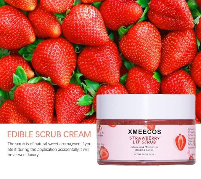 Strawberry Lip Scrub Exfoliating Moisturizing and Repairing and Lips Softening| Cruelty-free| Exfoliator-VivaGrace Women