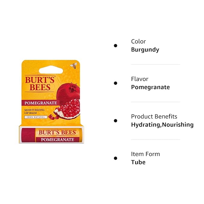 Burt's Bees Lip Balm, Pomegranate Oil, 0.15 Ounce (Pack of 12)-VivaGrace Women