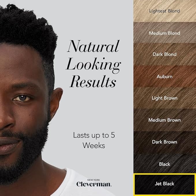 Cleverman Hair & Beard Dye Kit for Men, All-in-One Reusable Mens Hair Color, Natural Gray Coverage, Ammonia-Free Beard Mustache Dye (Jet Black for Black Men)-VivaGrace Women