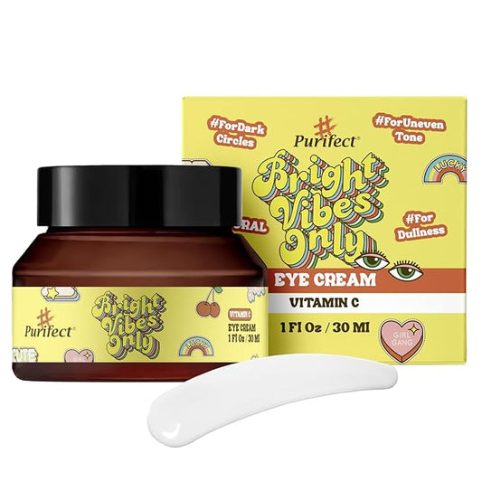 Natural Rose Water Base Vitamin C Eye Cream for Dry&Sensitive Skin | Dark Circles Wrinkles Puffiness and Bags Under Eyes | Anti Aging Nourishes | Made In USA | #Purifect 30ml (#Bright Vibes Only)-VivaGrace Women