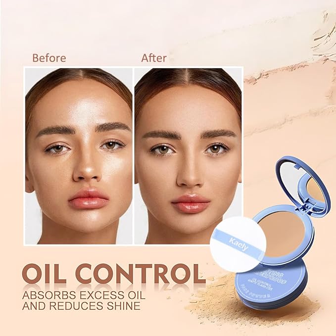 evpct Kaely Oil Control Pressed Face Powder, Get Smooth Flawless Fine Lines and Lightweight Finishing Foundation, Control Shine Long Lasting Waterproof Face Setting Powder Cosmetic, 11 Radiant Honey-VivaGrace Women