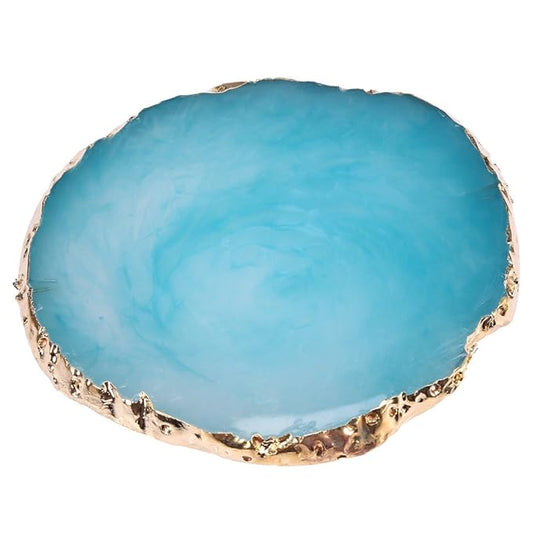 Nail Art Palette, Natural Resin Stone Nail Art Palette for Painting Placing Things Making Nail(Blue)-VivaGrace Women