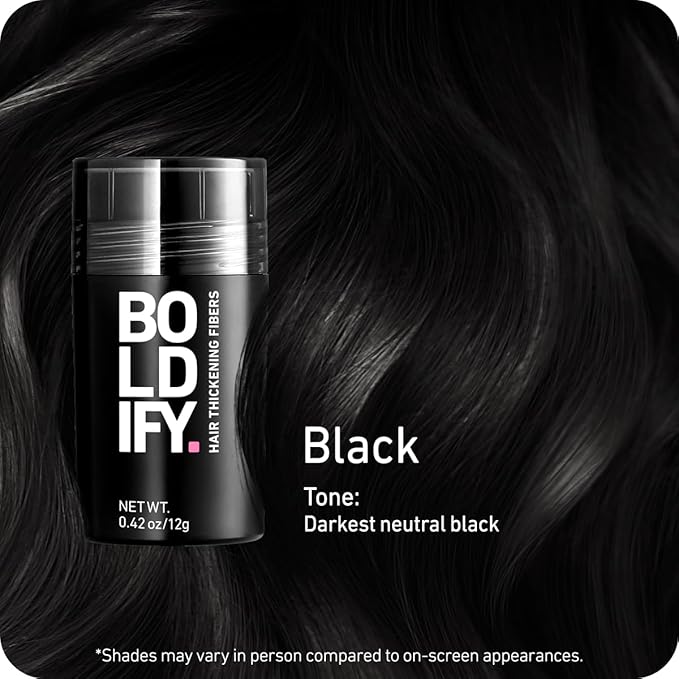 BOLDIFY Hair Fibers (12g) - Fill In Thinning and Fine Hair for an Instantly Fuller, Thicker Look - 14 Shades for Women & Men - Black-VivaGrace Women