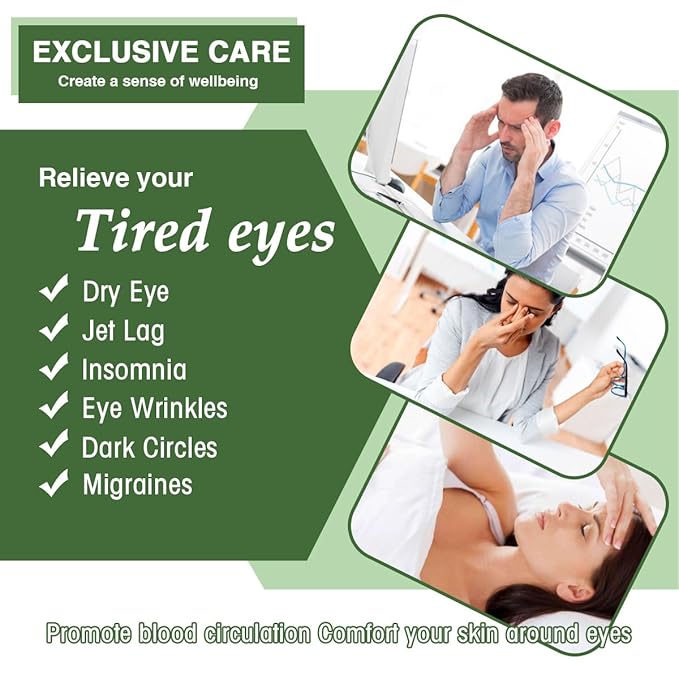 Steam Eye Masks for Dry Eyes, Heated Eye Mask Reduce Puffiness & Dark Circles, Hydrate & Soothe Tired Eyes, Travel Essentials, Business Trip, Party Favors, Green Tea 20 Packs-VivaGrace Women