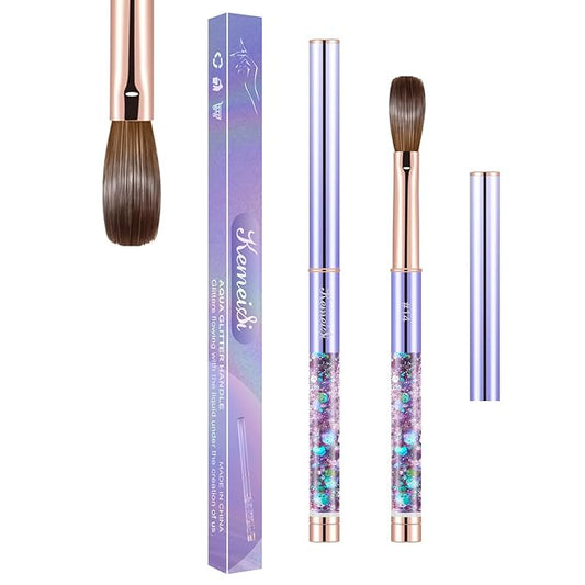 Acrylic Nail Brush Size #14, KEMEISI 100% Pure Kolinsky Nail Art Brushes Sturdy Handle Oval Shaped Acrylic Powder Nail Design Tools for Professional Manicure DIY Home Salon (Purple)-VivaGrace Women