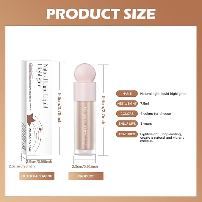 Erinde Liquid Highlighter Makeup, Pink Luminizer Face Highlight Makeup Stick, Natural Beauty Glow Finish, Lightweight Blendable Cream Face Body Liquid Illuminator Bronzer, Cruelty-free, 03 Rose Gold-VivaGrace Women