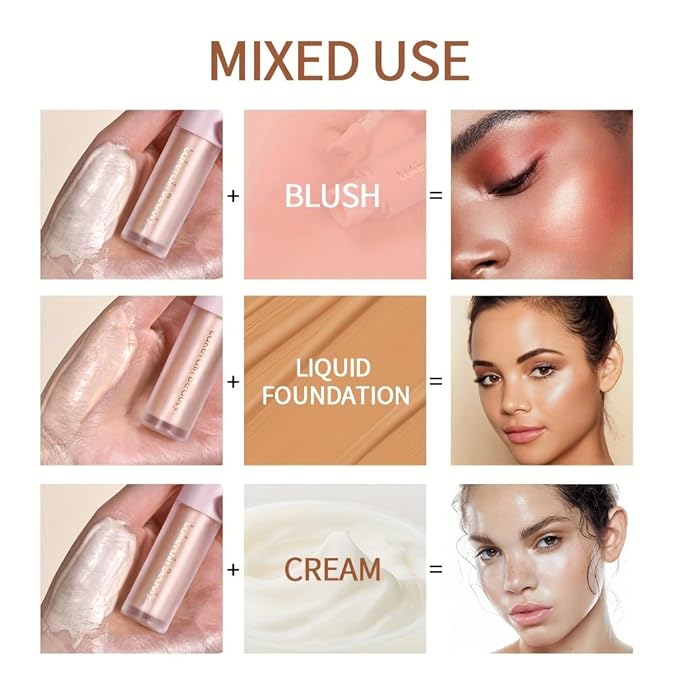 GECOMO Liquid Contour Beauty Wand Face Highlighter Bronzer Makeup Stick, Dewy Finish, Moisturizing Silky Smooth Texture 0.25 Oz/ 7.5ml - 03 ROSE GOLD-VivaGrace Women