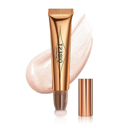 MEICOLY Liquid Highlighter Beauty Wand,Highlight Stick with Cushion Applicator,Lightweight Super Silky Cream Face Illuminator Highlight Make up,04 Pearl White-VivaGrace Women