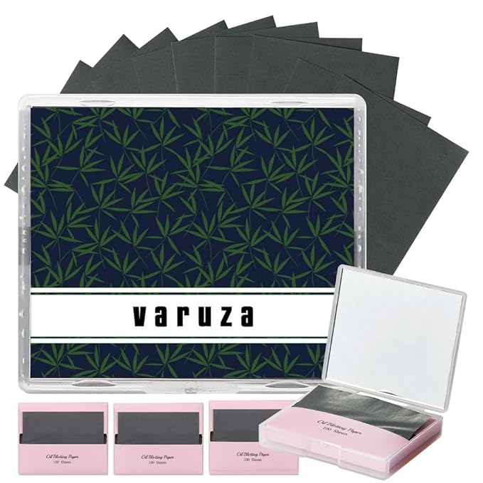 [400 Counts + Mirror Case] Natural Bamboo Charcoall Oil Blotting Sheets for Face with Mirror Compact and Refills-VivaGrace Women