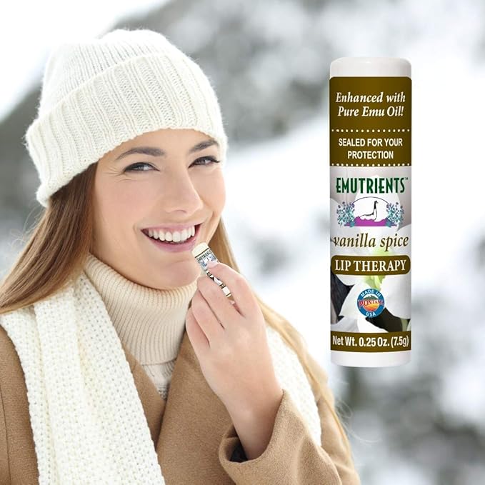 Montana Emu Ranch - Lip Therapy Lip Balm 0.25 Ounce - Vanilla Spice Flavor - Enhanced with Pure Emu Oil-VivaGrace Women