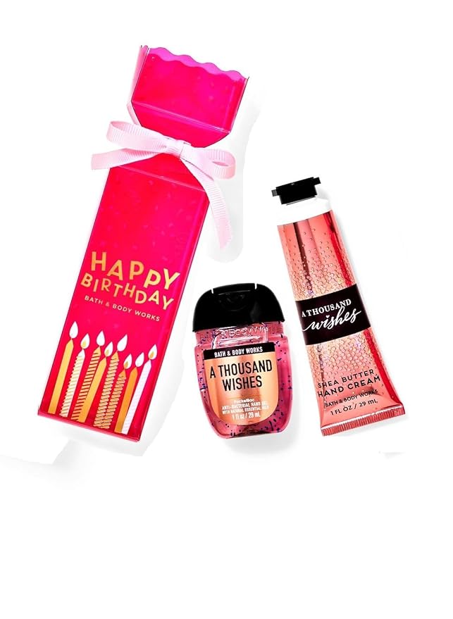 A Thousand Wishes Travel Gift Set - Hand Gel and Hand Cream Arranged Inside a Small Festive Happy Birthday Gift Box-VivaGrace Women