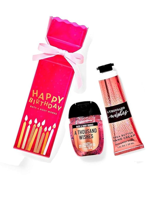 A Thousand Wishes Travel Gift Set - Hand Gel and Hand Cream Arranged Inside a Small Festive Happy Birthday Gift Box-VivaGrace Women