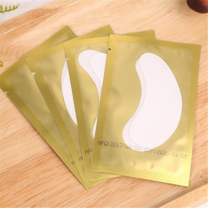 100 Pairs Set，Eye Gel Patches,Under Eye Pads Lint Free Lash Extension Eye Gel Patches for Eyelash Extension Eye (gold)-VivaGrace Women