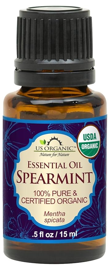US Organic 100% Pure Spearmint Essential Oil - USDA Certified Organic, Steam Distilled - W/Euro droppers (More Size Variations Available) (15 ml / .5 fl oz)-VivaGrace Women
